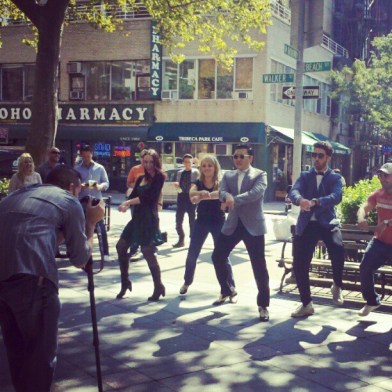 gangnam style on the street in soho psy