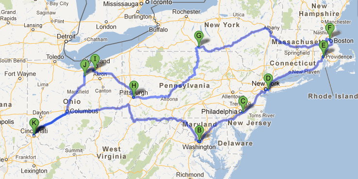 eastern us road trip route